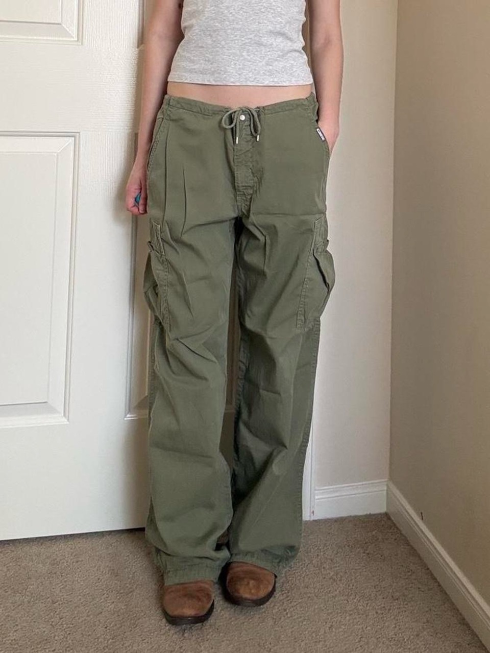 Diesel Olive Green Cargo Pants with Drawstring